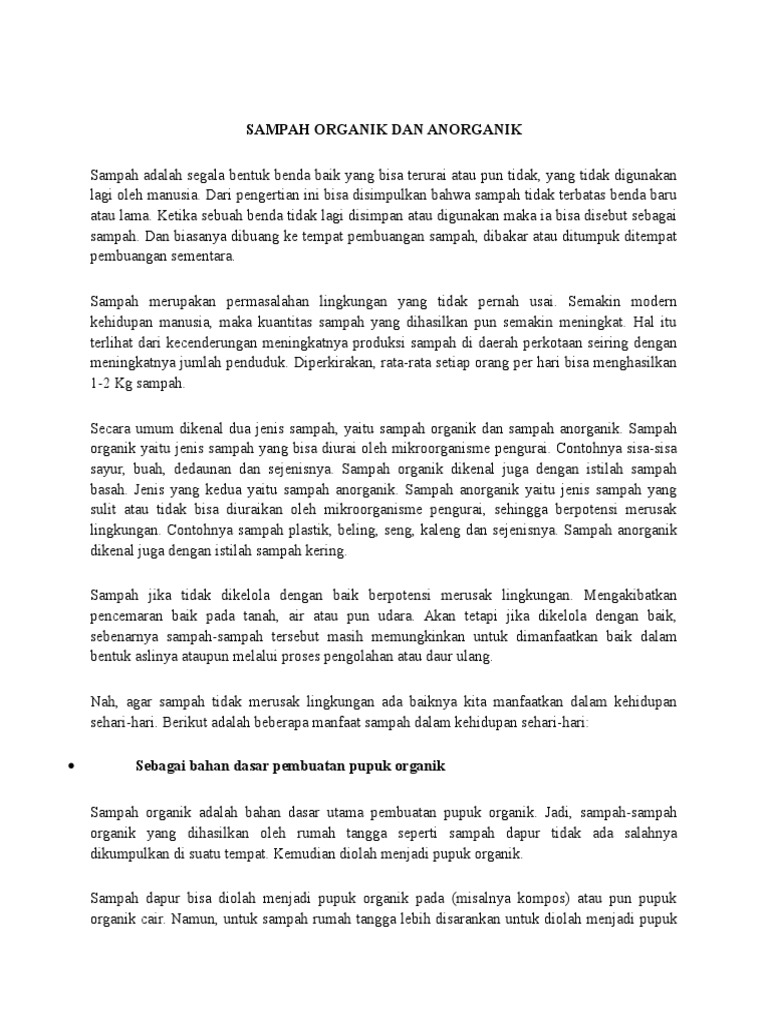 Sampah Organik Dan Anorganik