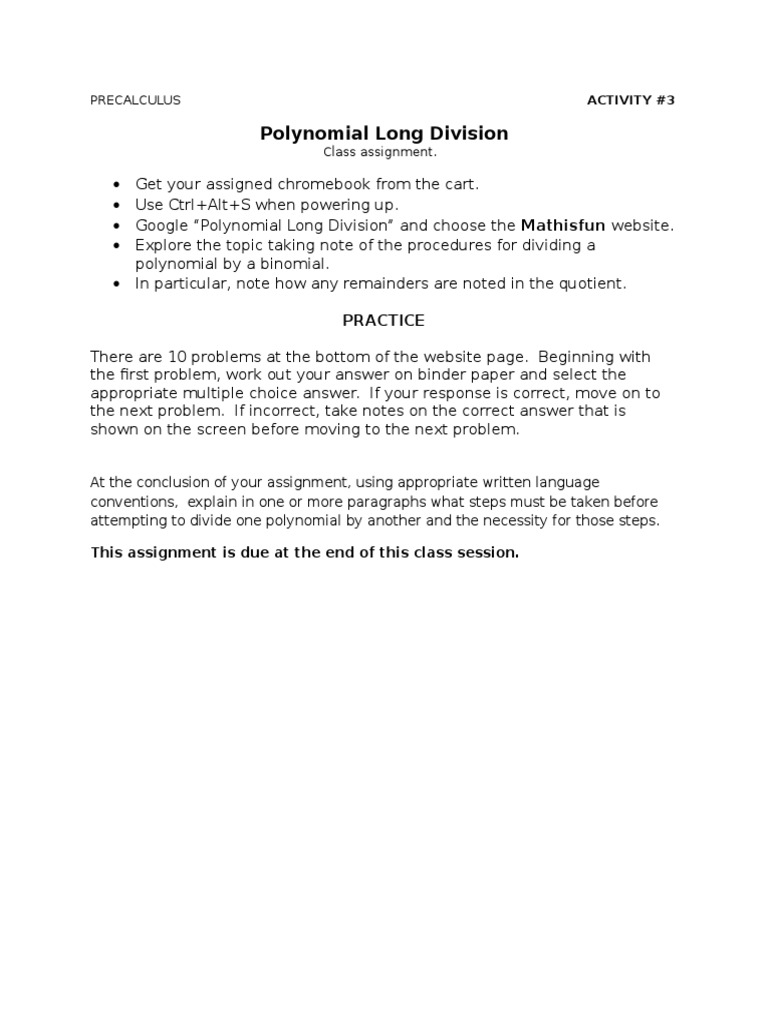 3 Polynomial Long Division | PDF