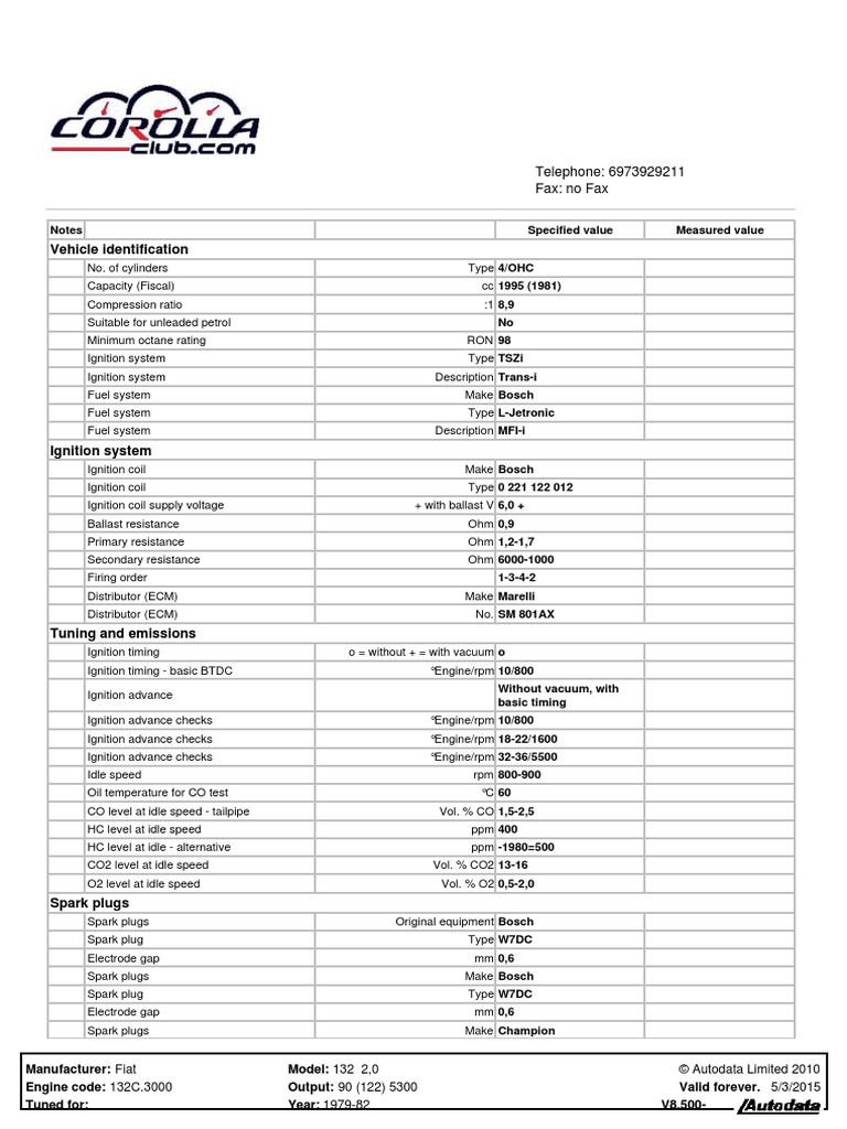 132c3000 Technical Ignition System Engines