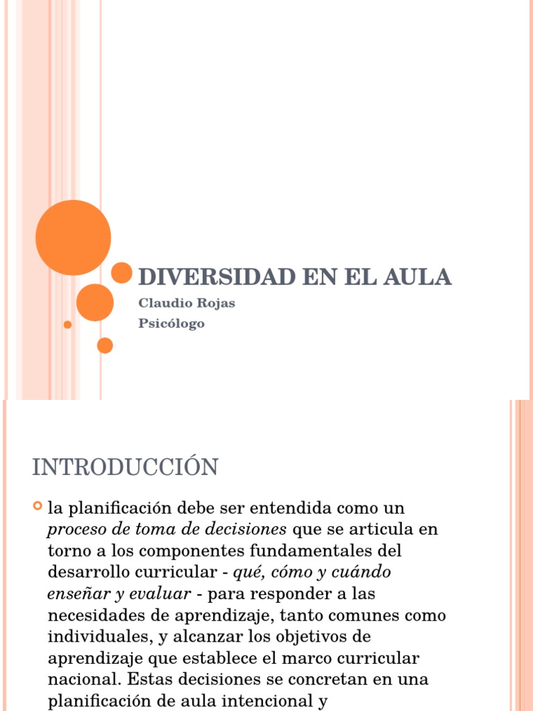 Diversidad e Inclusión en el Aula | PDF | Evaluación | Aprendizaje