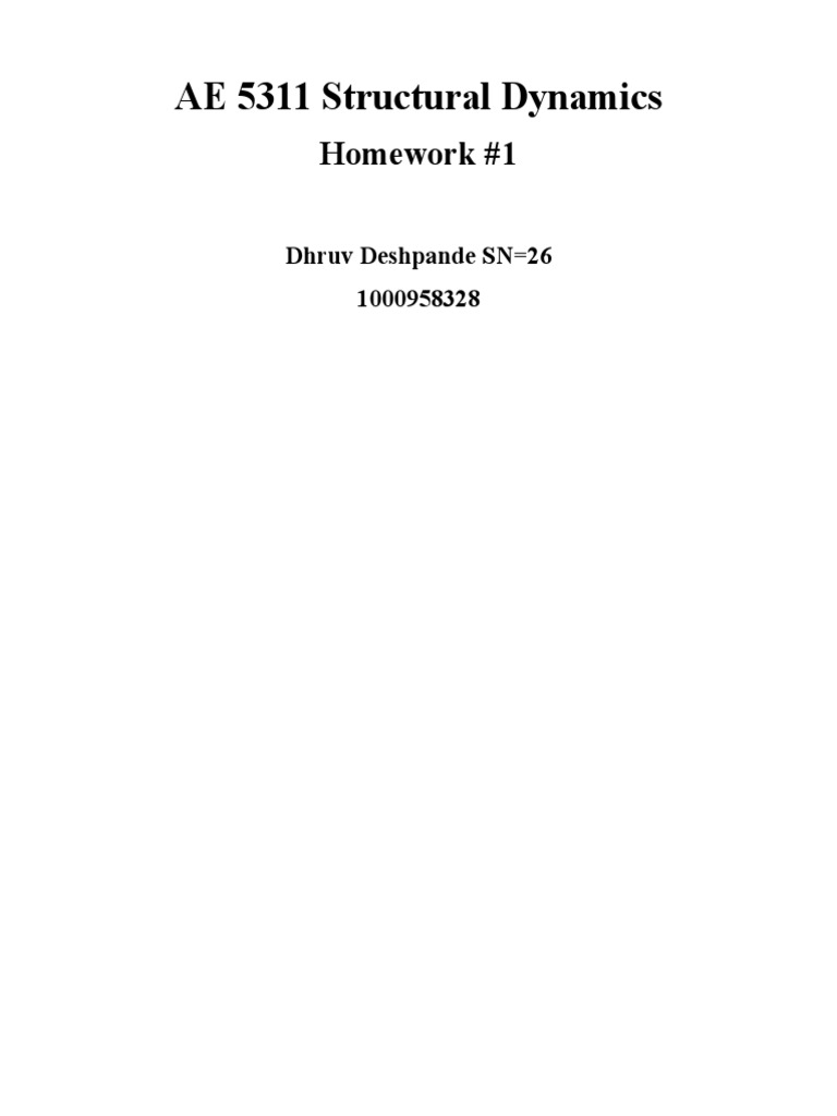 Structural Dynamics Homework Solutions | PDF