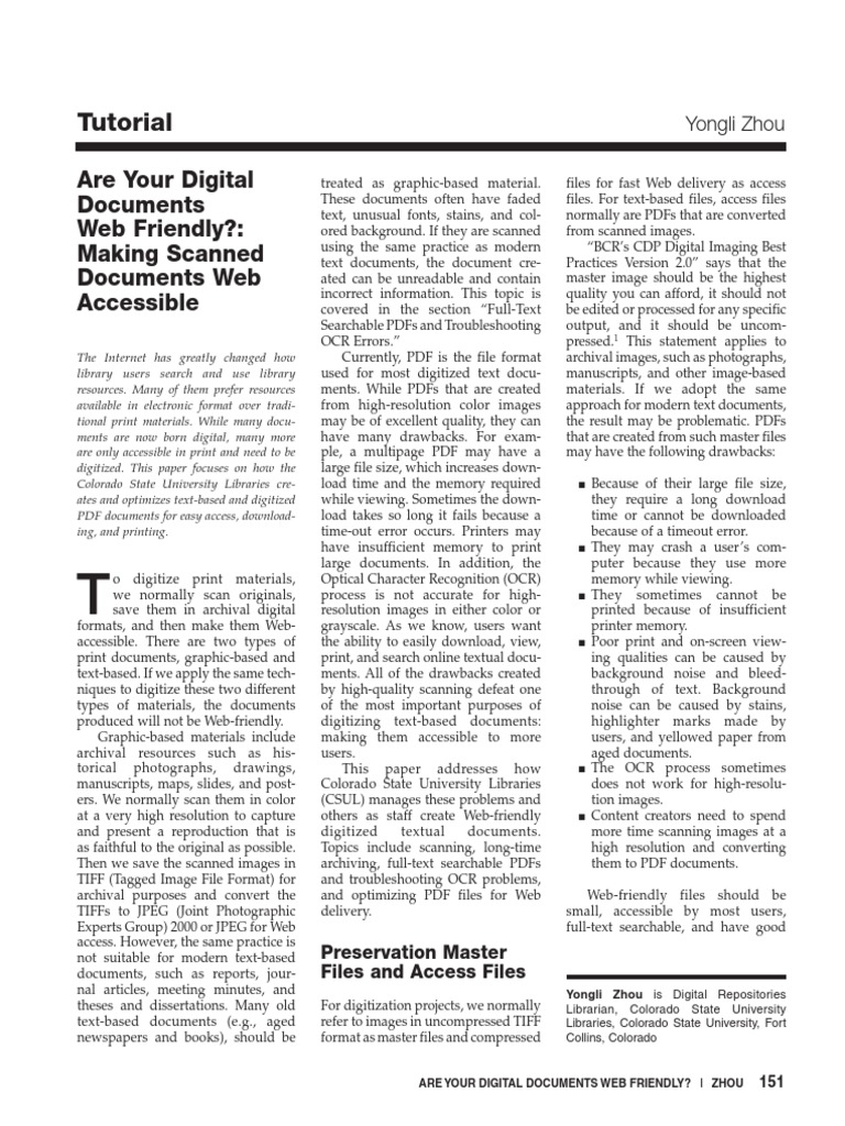 Making Scanned Documents Web Accessible | Portable Document Format