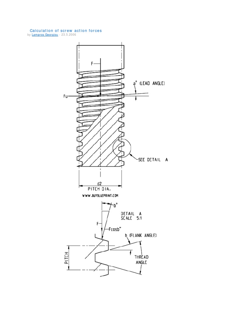 Calculation of Screw Action Force