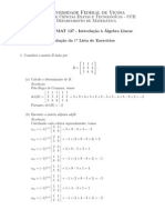 Lista Resolvida Algebra Linerar Matriz e Sistemas