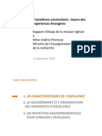 L'excellence Universitaire: Leçons Des Expériences Étrangères // Rapport D'étape de La Mission Aghion