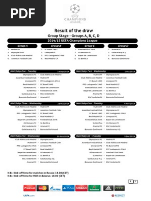 Champions League Fixtures