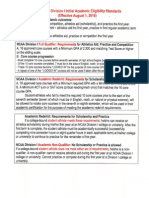 New NCAA Academic Standards 2016