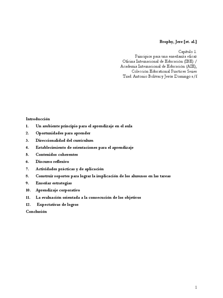 Principios de Enseñanza Eficaz en Aula | PDF | Plan de estudios | Maestros