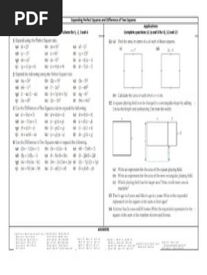 expanding perfect squares and difference of two squares