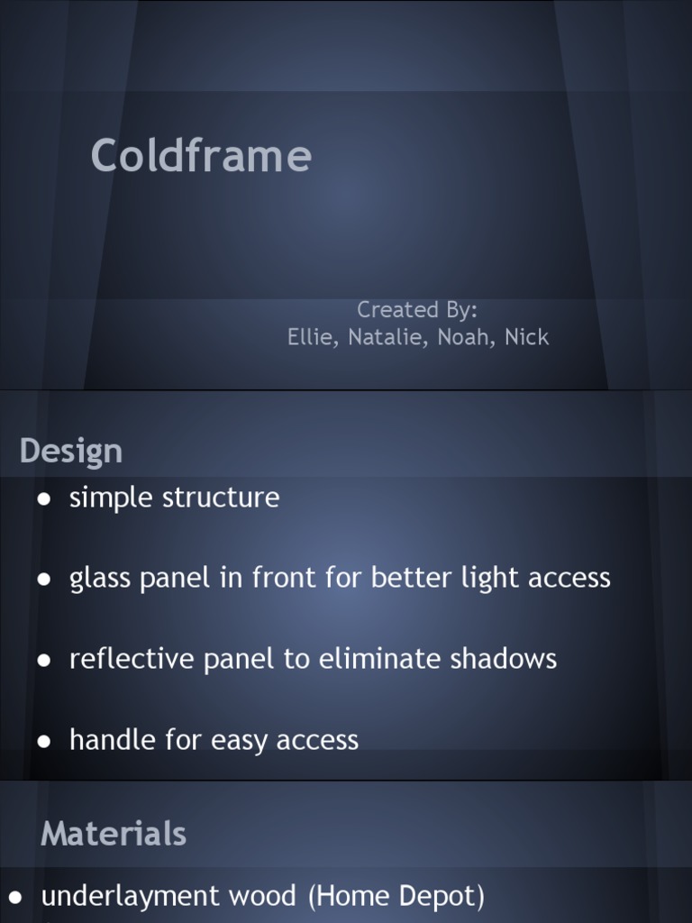 Coldframe Window | PDF