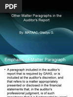 Other Matter Paragraphs in The Auditor's Report: By: MATAAC, Gladys G