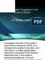 Other Matter Paragraphs in The Auditor's Report: By: MATAAC, Gladys G