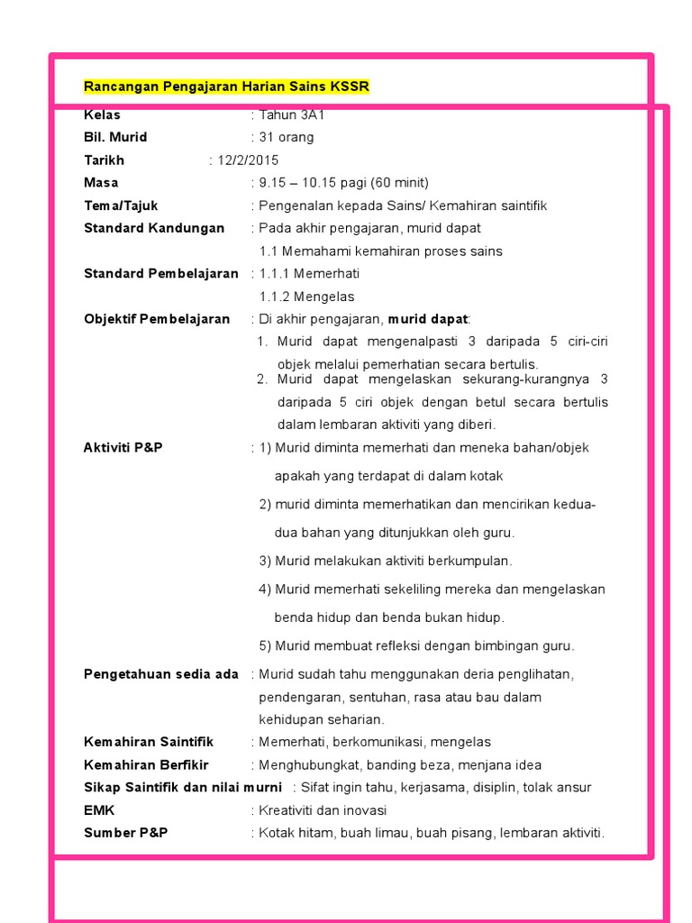 Rph Kemahiran Memerhati Dan Mengelas Pdf