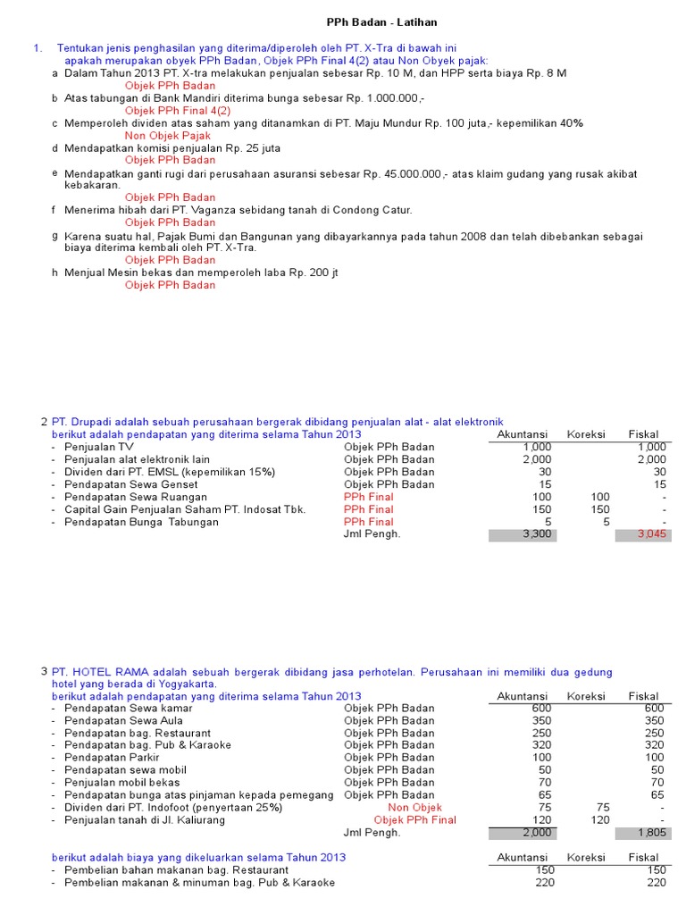 Contoh Soal Dan Jawaban Rekonsiliasi Fiskal Badan Pdf