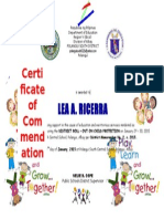 Certificate of Commendation Child Protection