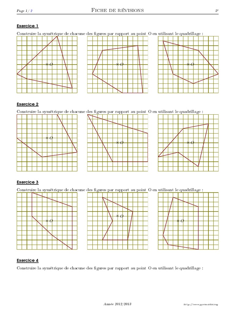 Géométrie Symétrie Centrale 5ème - Exercices Corrigés - Mathématiques ...