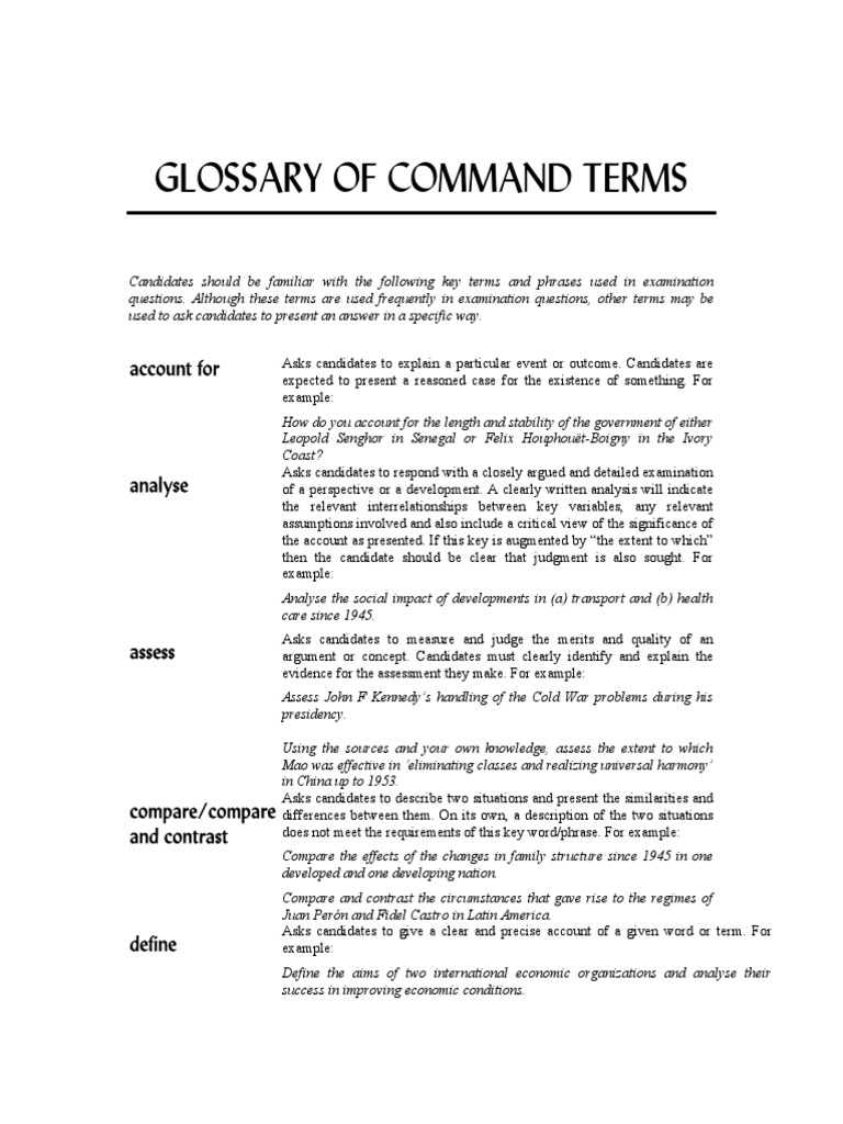 Ib Glossary Command Terms Explanation Argument Concept Free 30