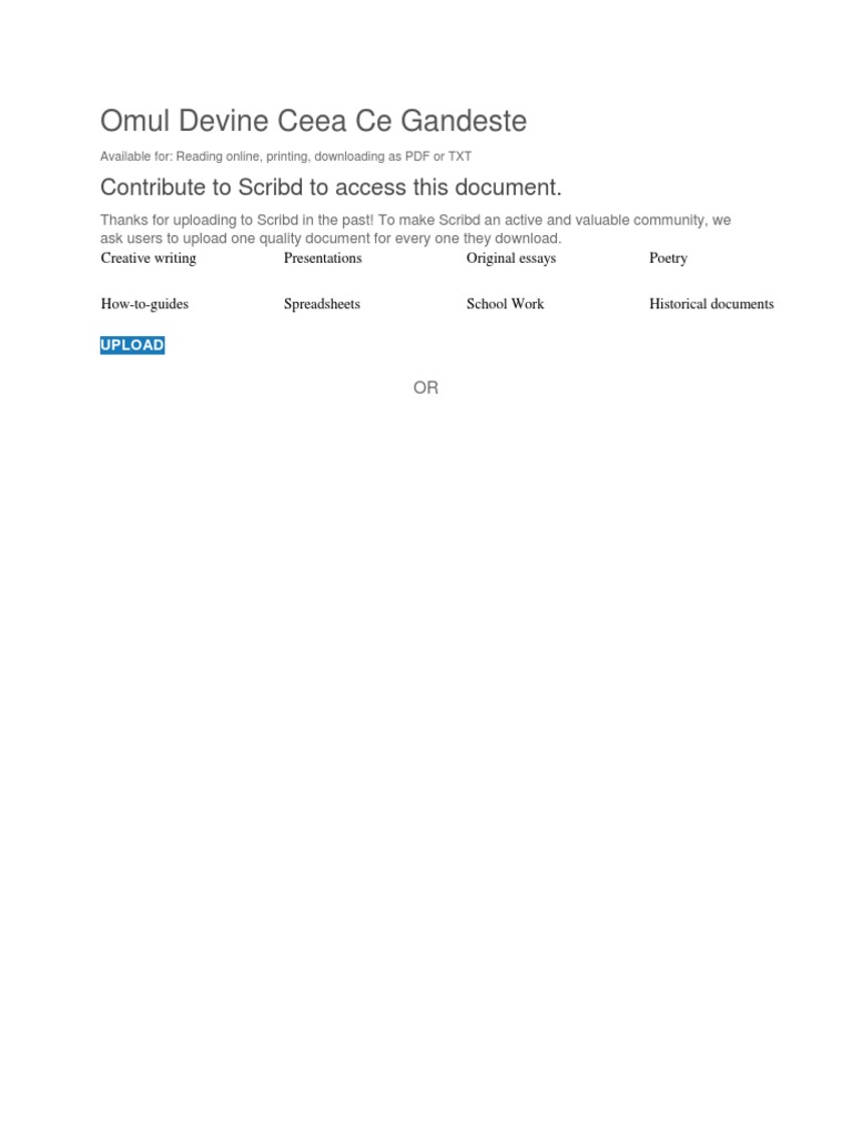 Omul Devine Ceea Ce Gandeste: Contribute To Scribd To Access This ...