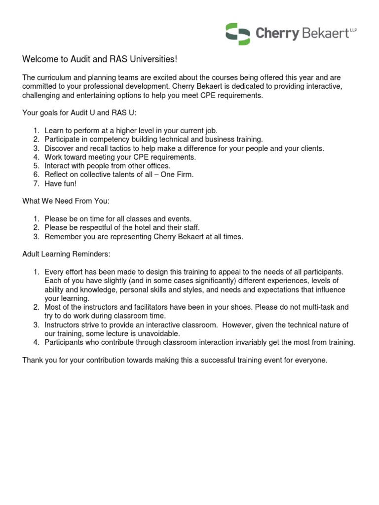 Audit and RAS Universities Training Guide | PDF