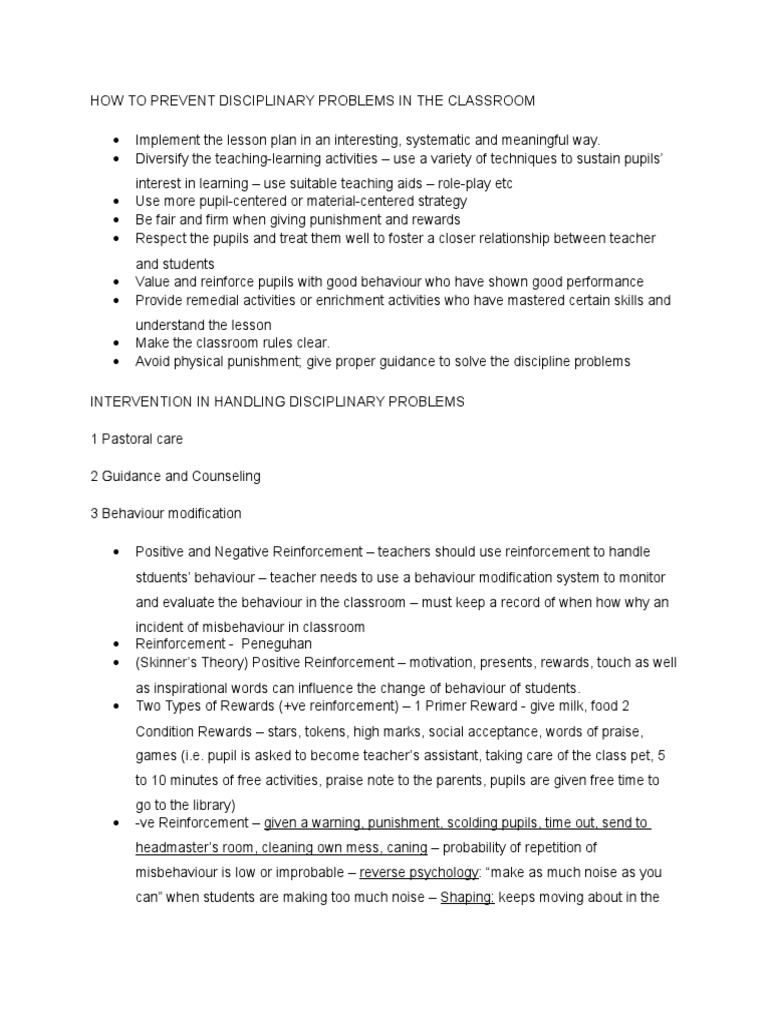 Preventing Classroom Disciplinary Issues | PDF | Reinforcement | Teachers