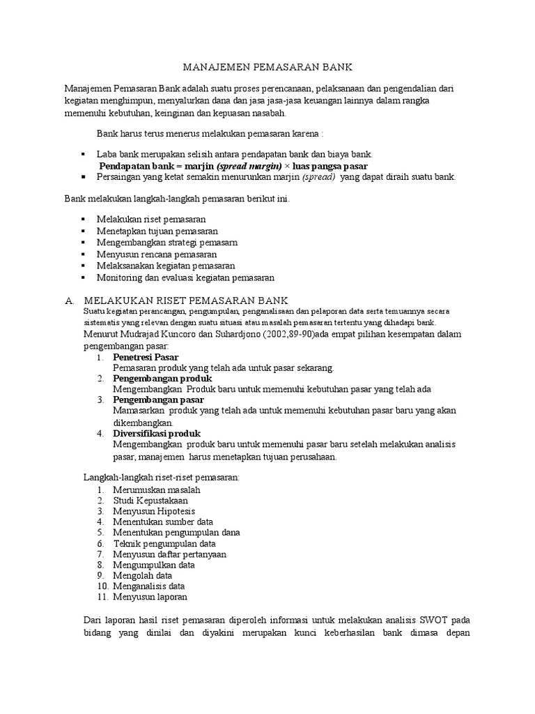 Manajemen Pemasaran Bank
