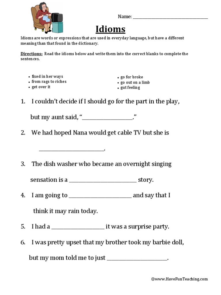 Idioms Worksheet 4 | PDF | Languages