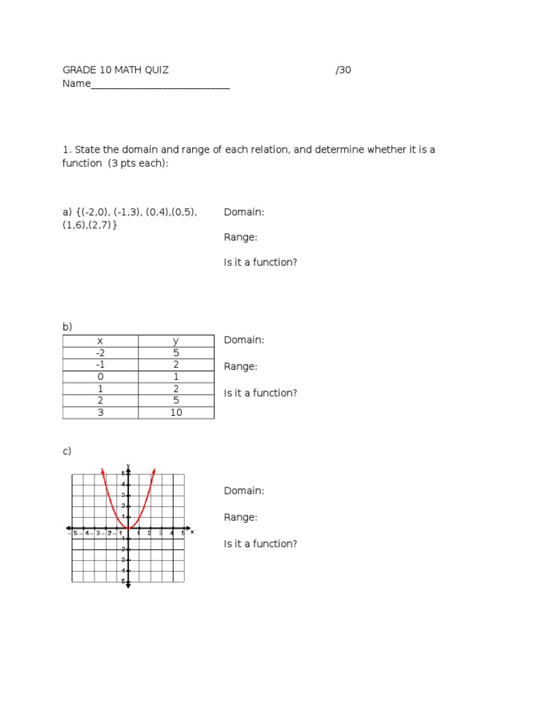 Quizgrade 10 Math | PDF