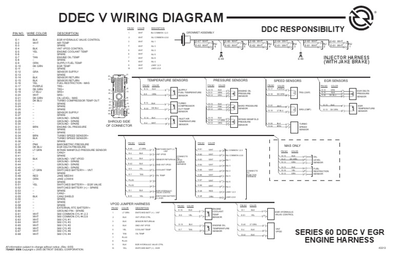 DDEC v EGR Series 60 Engine Harness (on-Highway ... ddec series 40 engine wiring 