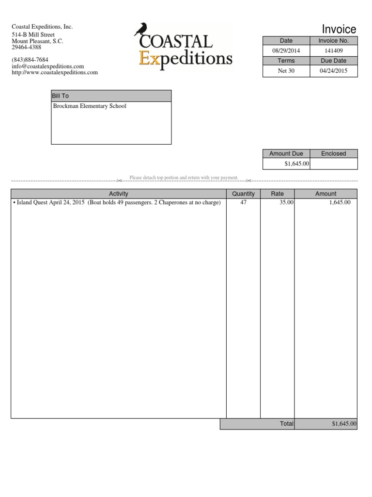 Invoice 141409 From Coastal Expeditions Inc | PDF