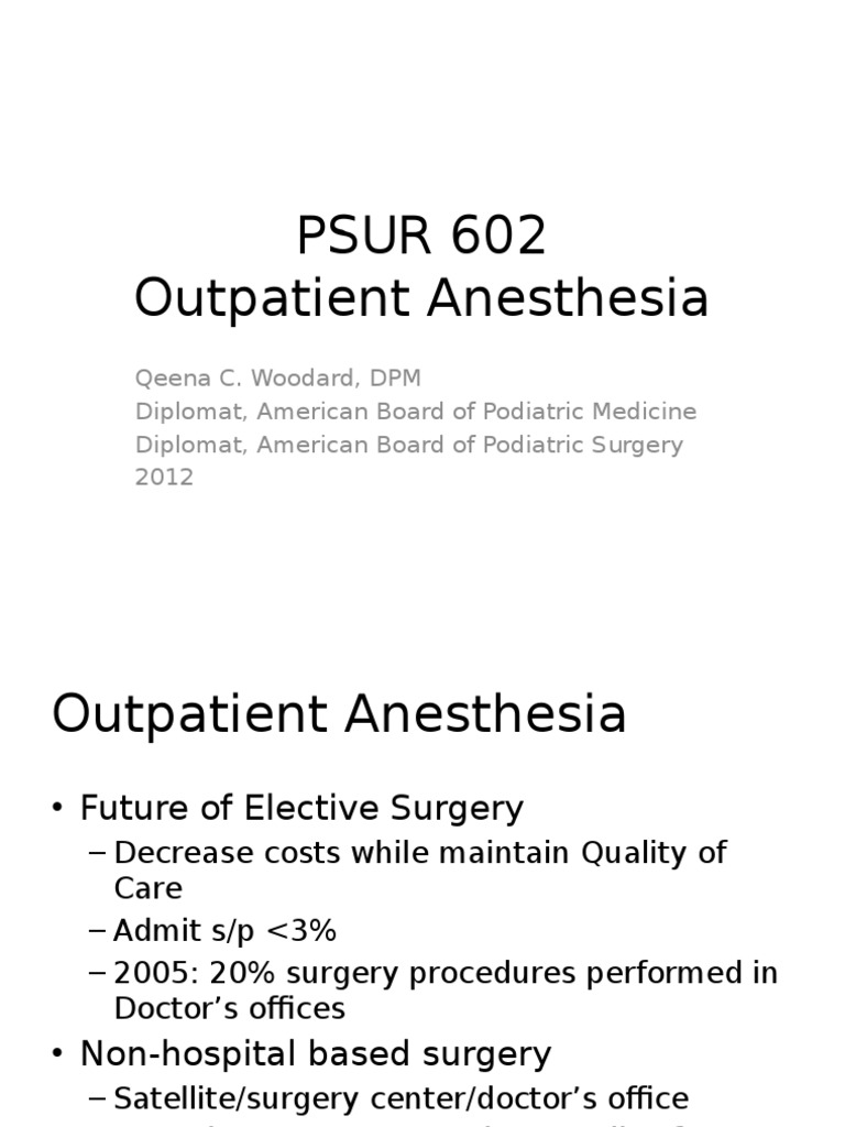 Outpatient Anesthesia Guidelines | PDF | Surgery | Anesthesia