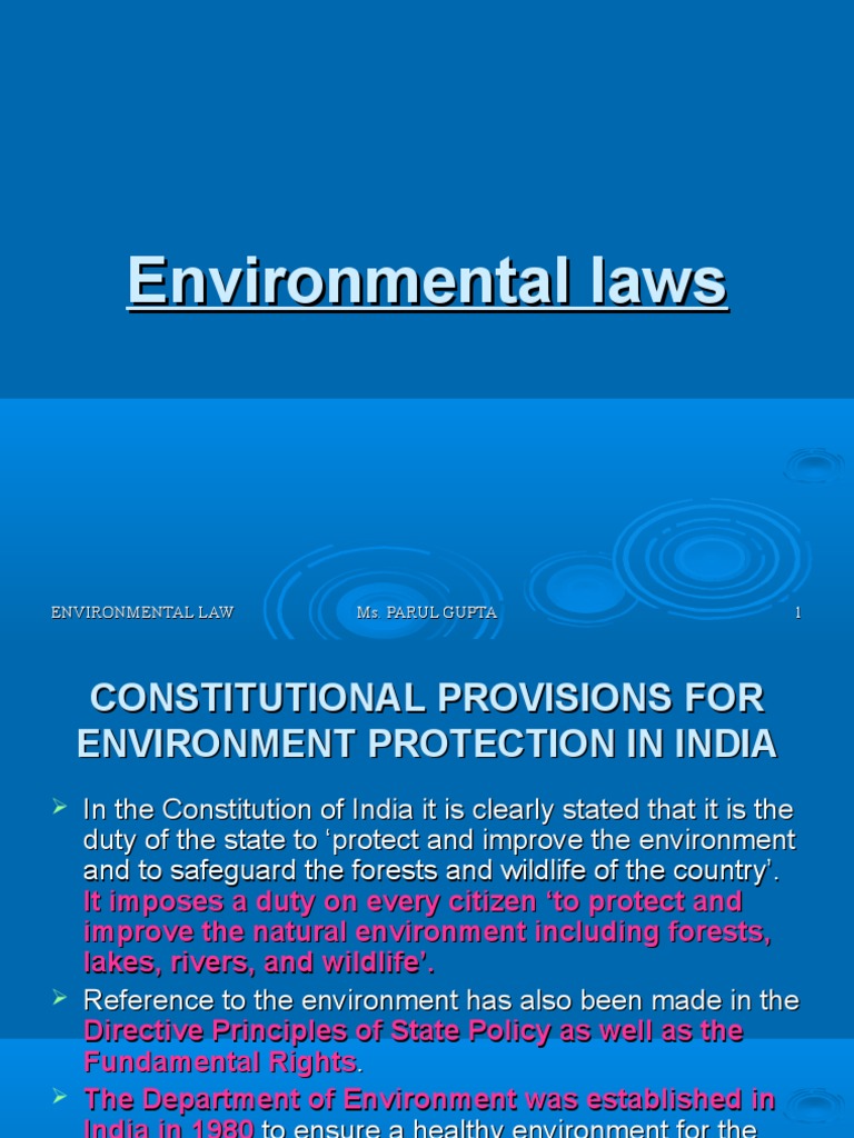 Environmental Laws PDF Environmental Law Pollution