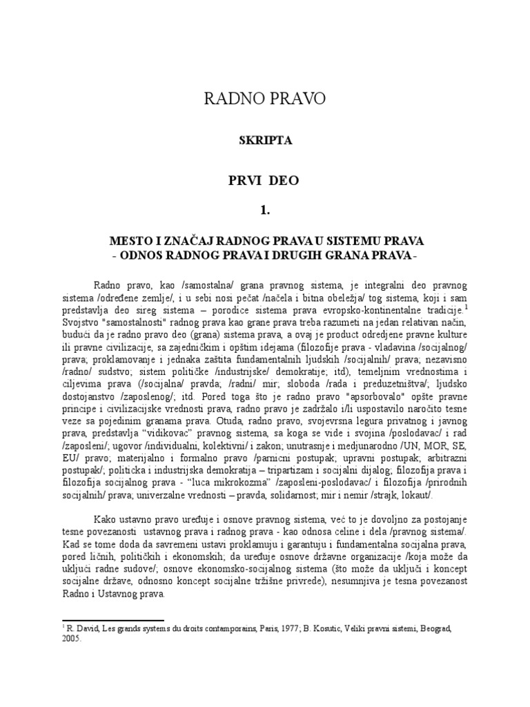 Skripta Za Radno Pravo I Dio Branko Lubarda PDF