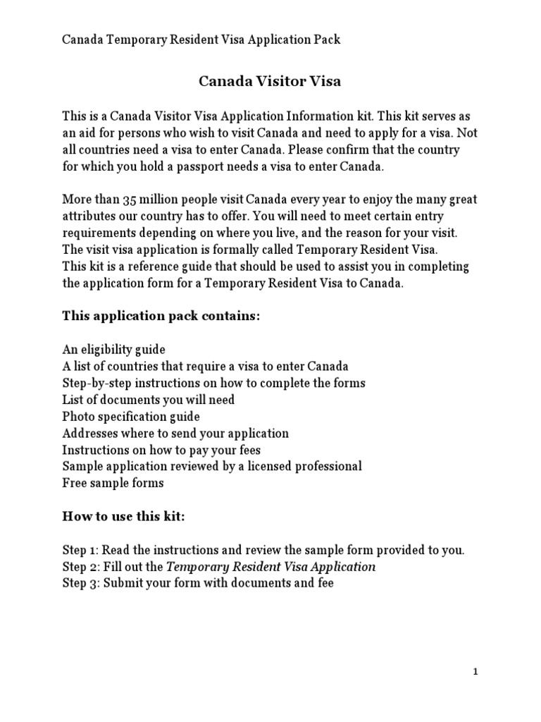 sample of cover letter for canada visitor visa