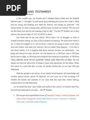 Class Will and Testament