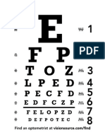 Chart for the vision of eye