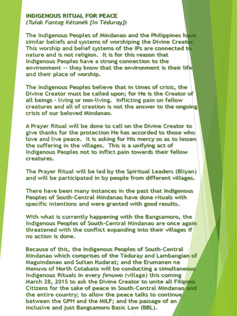 Indigenous Prayer Ritual for Peace | PDF | Spirituality | Religious ...