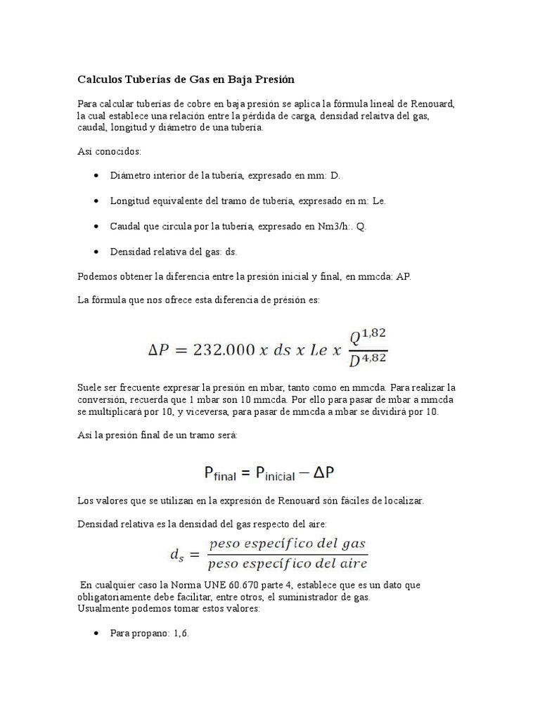 Cálculos de Tuberías de Gas Natural | PDF | Gases | Tubería (transporte ...