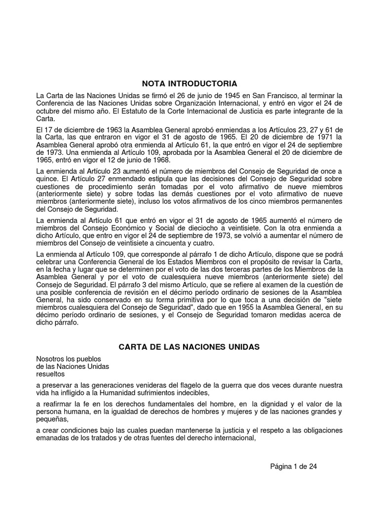 Carta de Las Naciones Unidas PDF PDF
