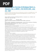 Banco Filipino Savings & Mortgage Bank vs. Navarro, No. L-46591, 152 SCRA 346, July 28, 1987