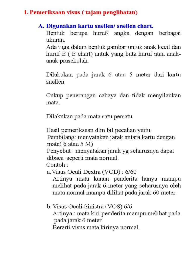Pemeriksaan Visus | PDF