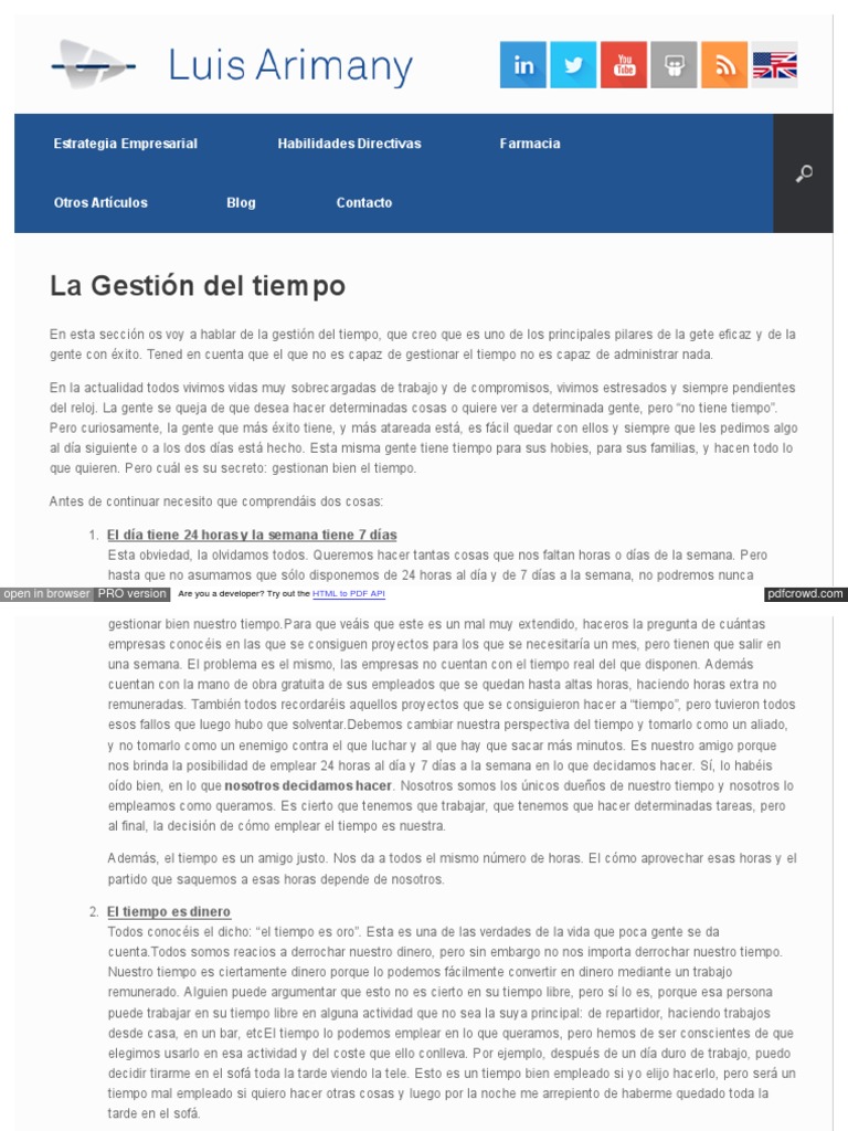 Claves para una Gestión Efectiva del Tiempo | PDF | Correo electrónico ...
