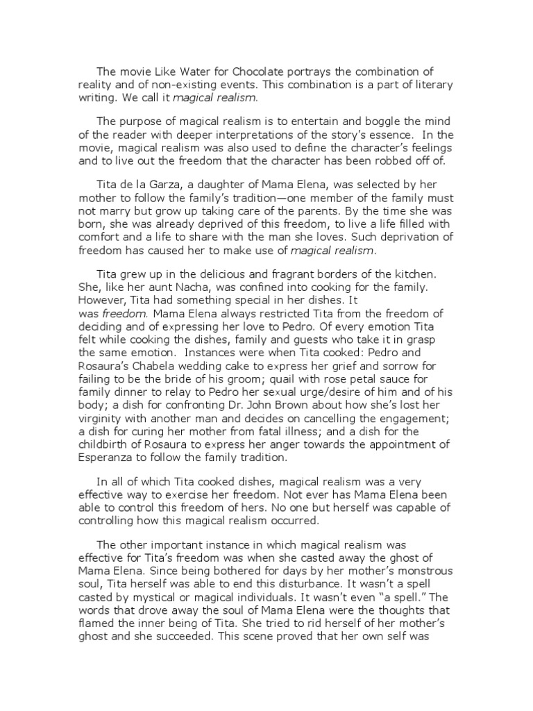 Like Water For Chocolate Magic Realism PDF