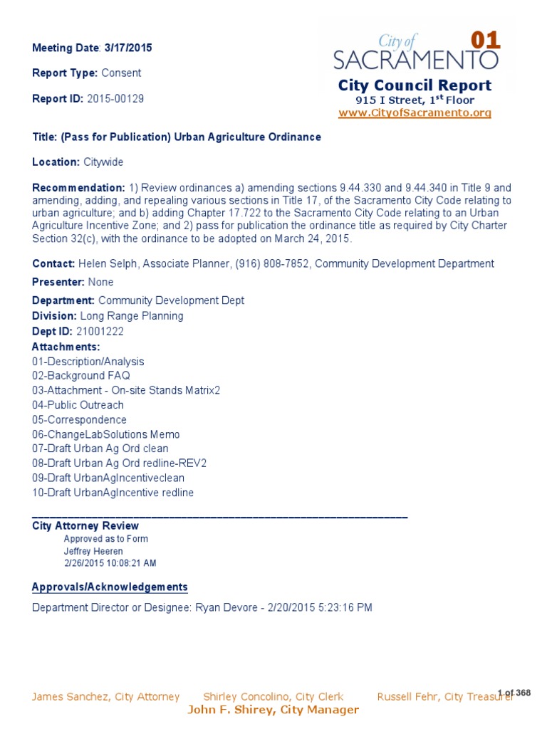 Item 01 Pass For Publication Urban Agriculture Ordinance PDF18027 KB