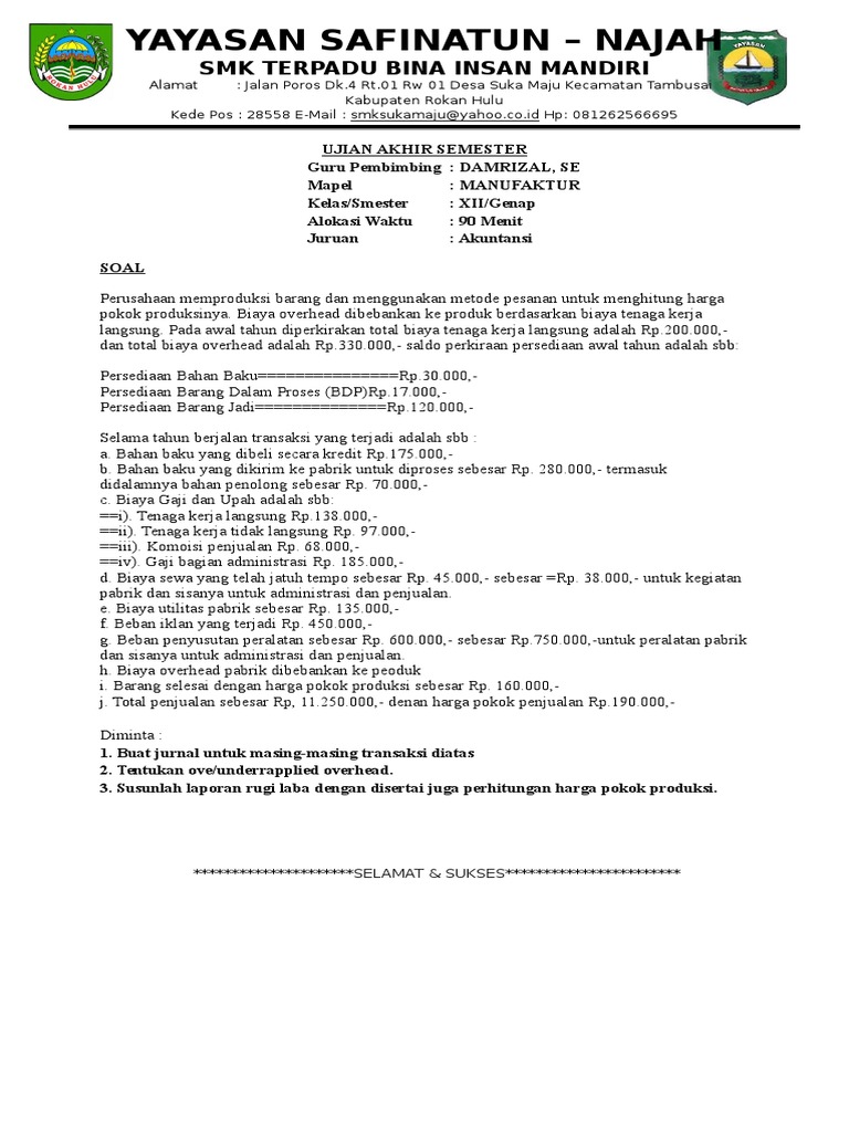 Soal Manufaktur