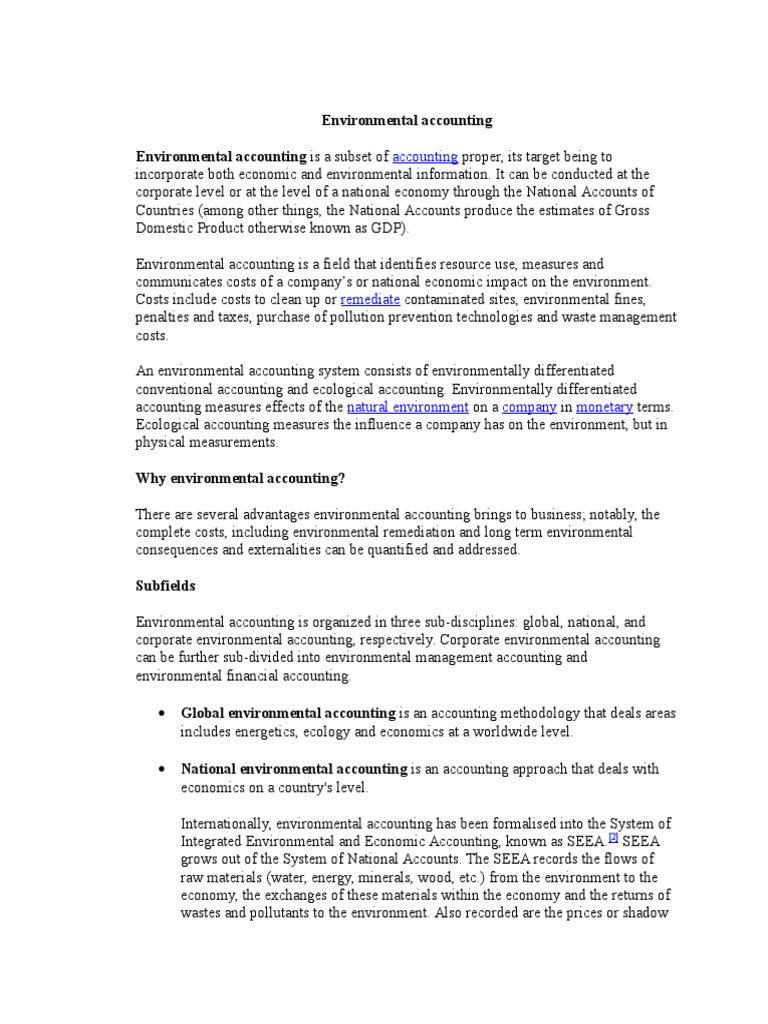 Environmental Accounting | PDF | Business | Finance & Money Management
