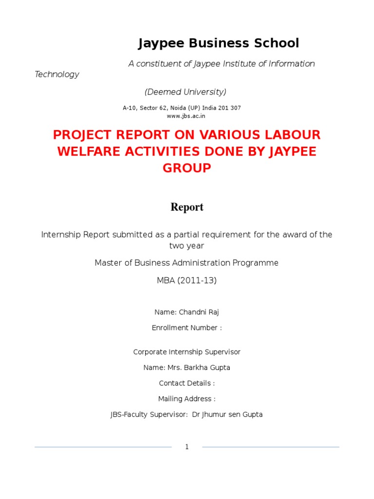 Labor Welfare Activities of Jaypee Group: An Analysis of the Company's ...