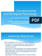 PSY2031: Developmental and Biological Psychology
