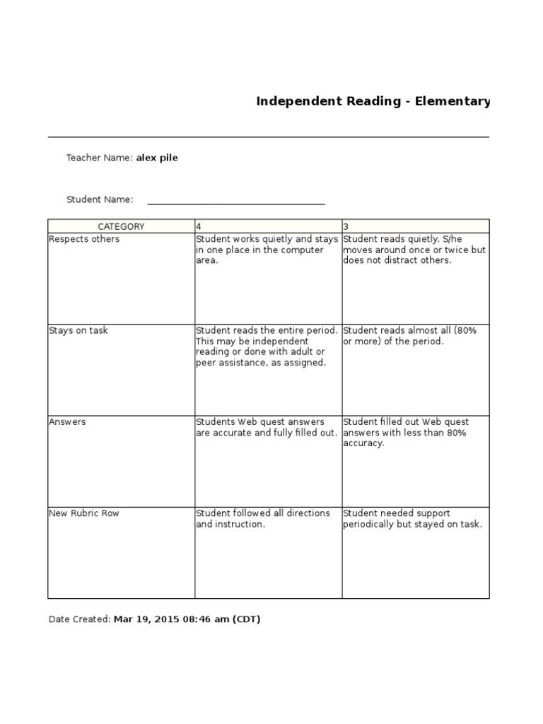 Elementary Reading Assessment | PDF