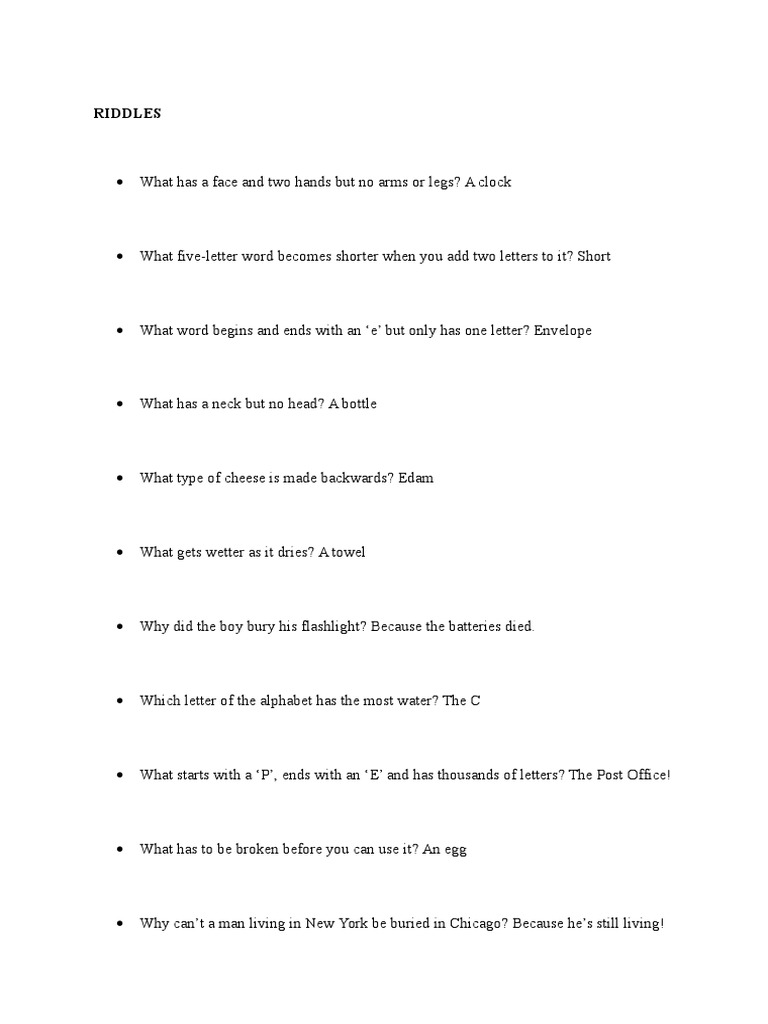 What Has A Face and Two Hands But No Arms or Legs PDF