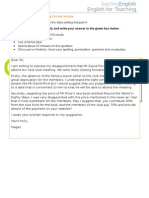 Skills Development: Writing Formal Emails: Read The Instructions Carefully and Write Your Answer in The Green Box Below